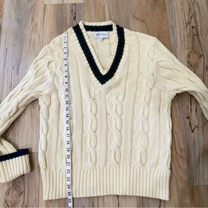 BEVERLY HILLS x REVOLVE V Neck Cable Knit Sweater in Ivory Size XS